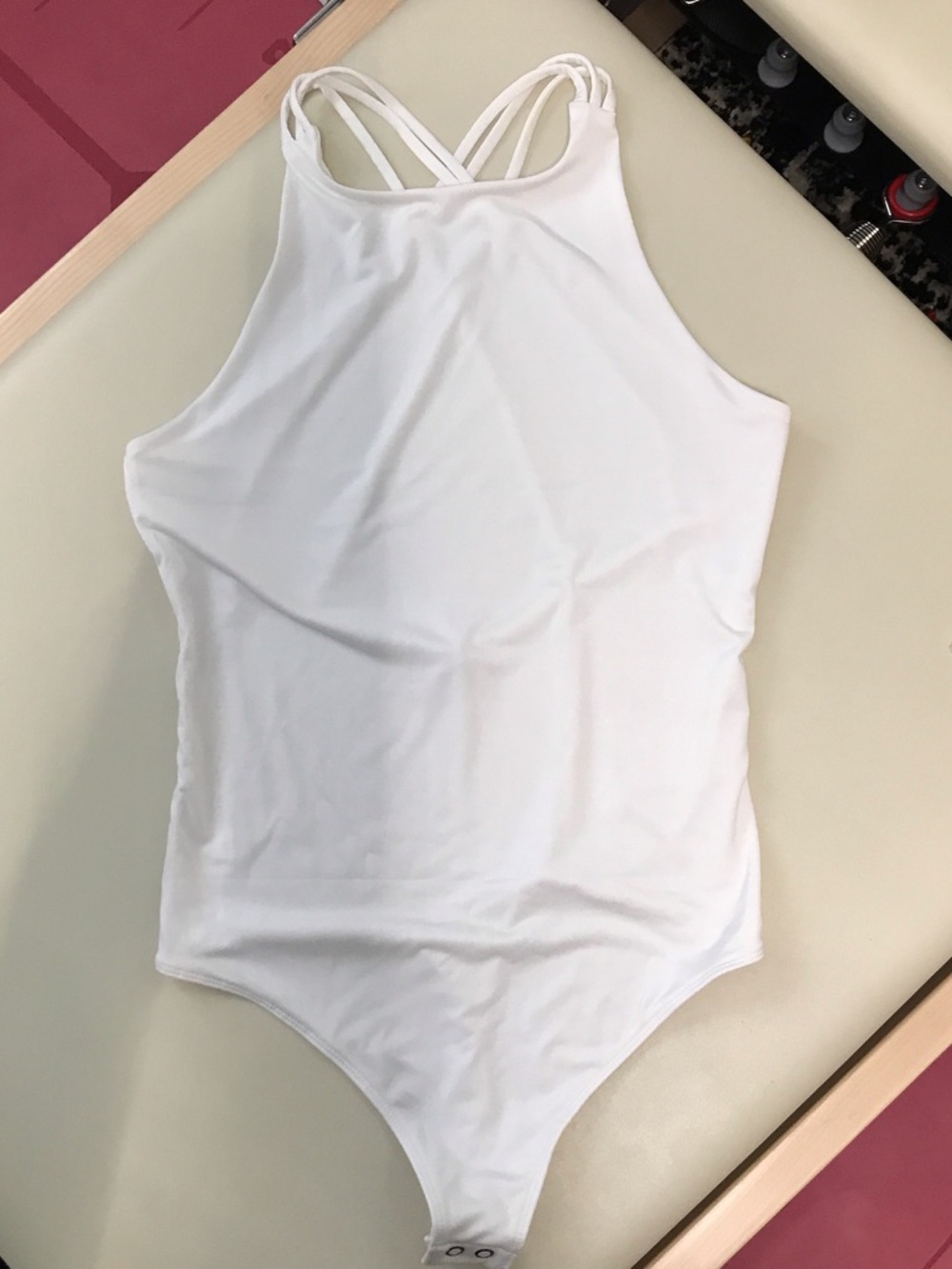 Express White Womens' One-Piece Bodysuit with Crisscross Straps